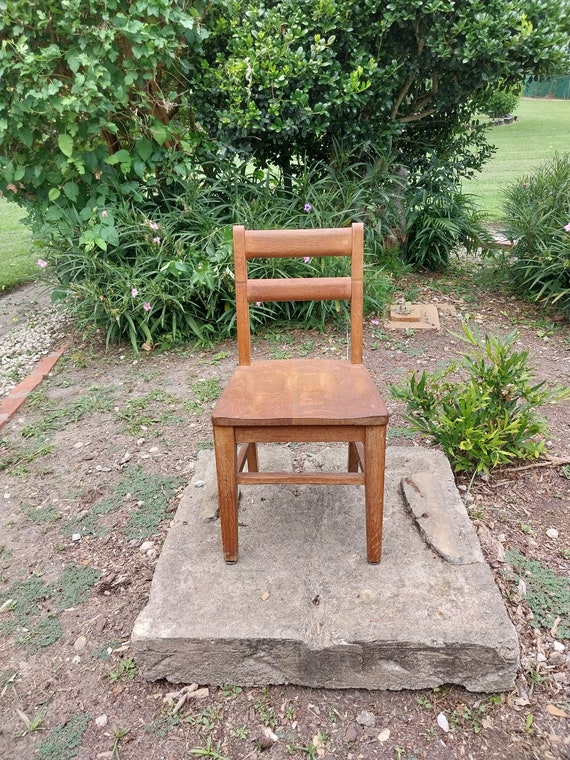 CHILDS OAK SCHOOL Desk Chair Vintage Home Office School Chair