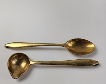 BRASS SPOON and LADEL  Hanging Serving Flatware