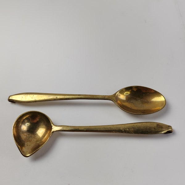 BRASS SPOON and LADEL  Hanging Serving Flatware