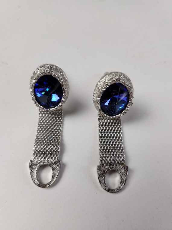 Swank Vintage Cufflinks  SILVER with BLUE STONE C… - image 1