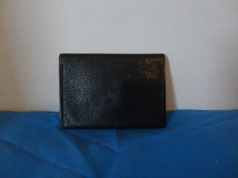 Small Double Pocket Black Leather Vintage Wallet Coin Purse