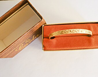 Gold Vintage Bracelet, 14K Gold Filled Bangle, Woman's Bracelet,  14 Kt Gold Filled Bangle Bracelet, Signed Marathon