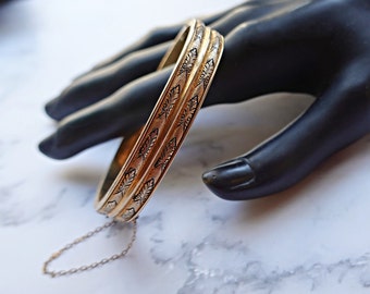 Antique Victorian Bracelet, 10K Gold Filled Black Enamel Antique Bracelet, Signed Dunn Bros.  Gift for Woman Lady Bride