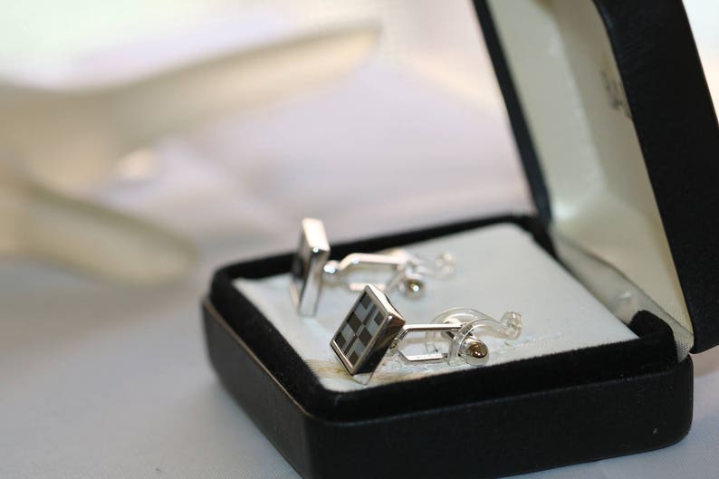 Vintage Cufflinks Cuff links French Cuffs Men/'s gift Sterling Cufflinks Onyx Mother of Pearl Cufflinks Black White Cuff Links
