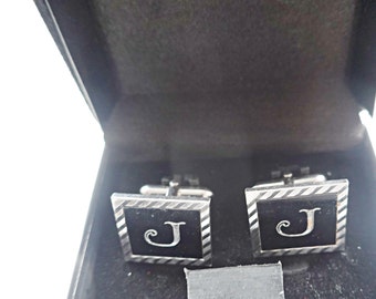 Boutons de manchette J initiaux, bijoux J Initial pour hommes