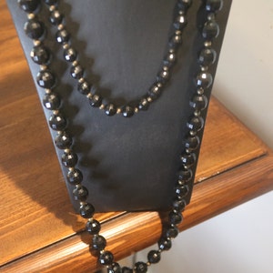 Classic Black Bead Jewelry Bohemian Boho Vintage Style Necklace Jewelry Czech Glass Flower,Antiqued Bronze Long Black Glass Bead Necklace