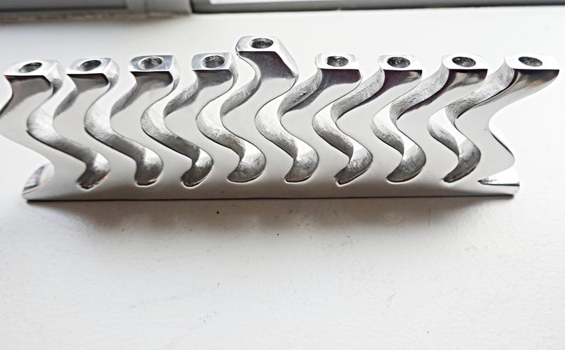 Vintage menorah in chrome metal