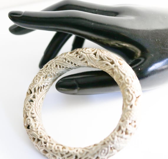 Antique Chinese Sterling Silver Bangle Bracelet, Sterling Filagree bracelet, Sterling Bangle, Silver Bangle Bracelet, Small wrist bracelet