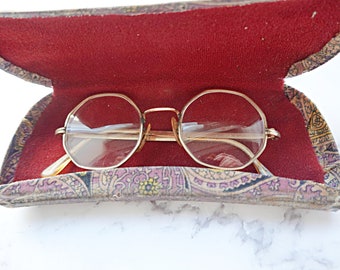 1960's Eyeglasses, Octagon Eyeglasses Made In England, Vintage Eyeglass Frames, Vintage Eyewear, Vintage Eyeglass Case