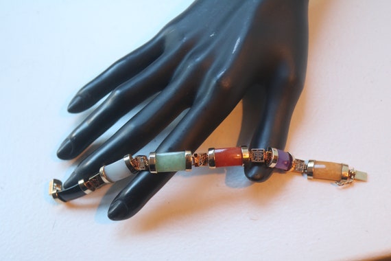 Jade Bracelet - Gold Filled Multi Color Jade Brace