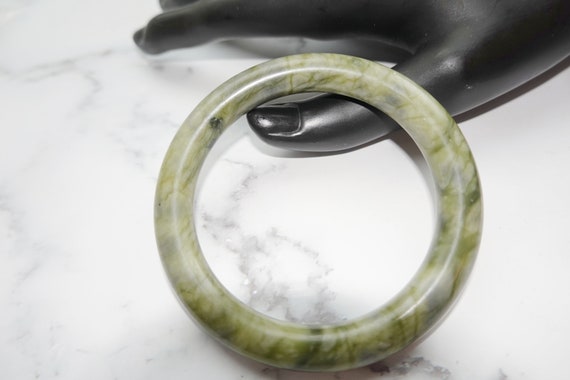 Vintage Jade Bracelet, Green Jade Bangle Bracelet… - image 2
