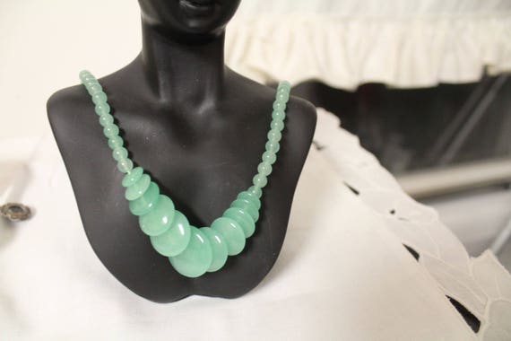 Vintage Chinese Jade Necklace, Chinese Green Jade,