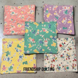 1950 fabric coaster set of 4