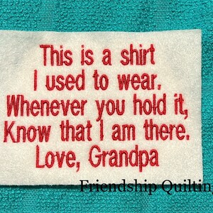 Memory Pillow Shirt Patch Love, Grandpa