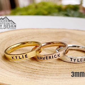 Stainless Steel Stacking Rings Minimalist Add A Family, Pet, Child's Name Or A Date image 1