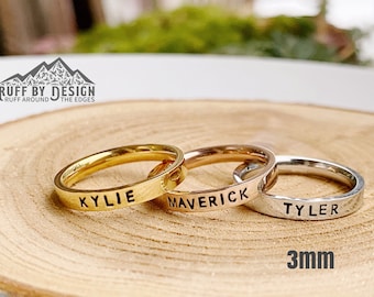 Stainless Steel Stacking Rings Minimalist Add A Family, Pet, Child's Name Or A Date