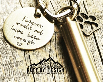 Brass Cremation Keychain Jewelry for Pet Ashes Memorial Key Tag for Dogs, Cat & Pets