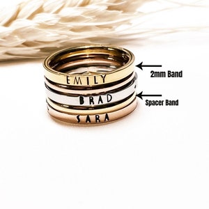 Stainless Steel Stacking Rings Minimalist Add A Family, Pet, Child's Name Or A Date image 8