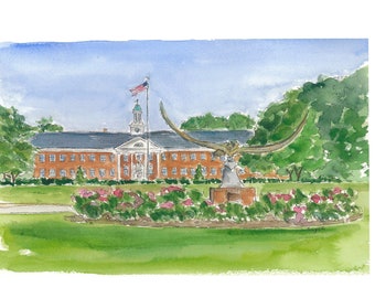 University of North Carolina Wilmington watercolor print