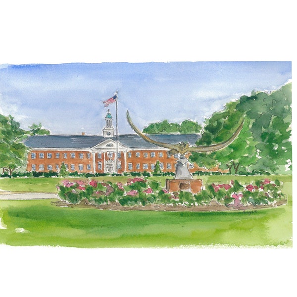 University of North Carolina Wilmington watercolor print