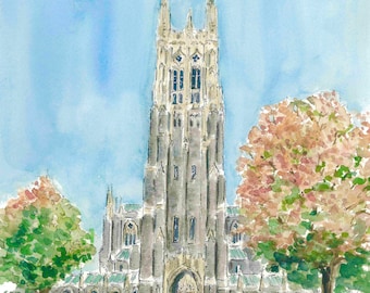 Duke University Chapel watercolor print