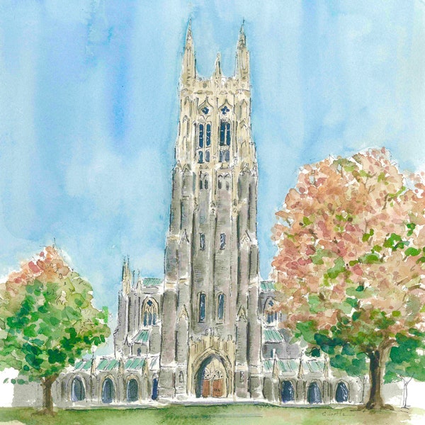 Duke University Chapel watercolor print