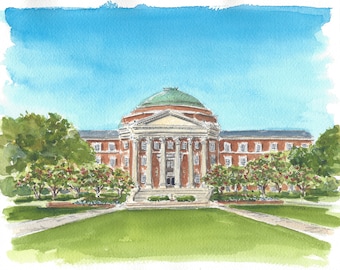 Southern Methodist University -  watercolor print