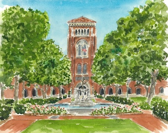 University of Southern California  Bovard Auditorium watercolor print