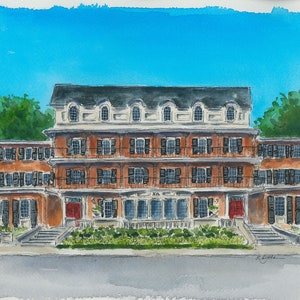 Chi Omega Sorority House, Nu Beta at the University of Alabama watercolor print