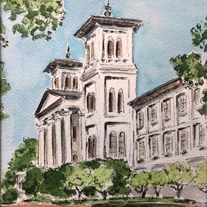 Wofford College, The Old Main Watercolor Print