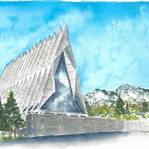 Air Force Academy, Cadet Chapel Watercolor Print