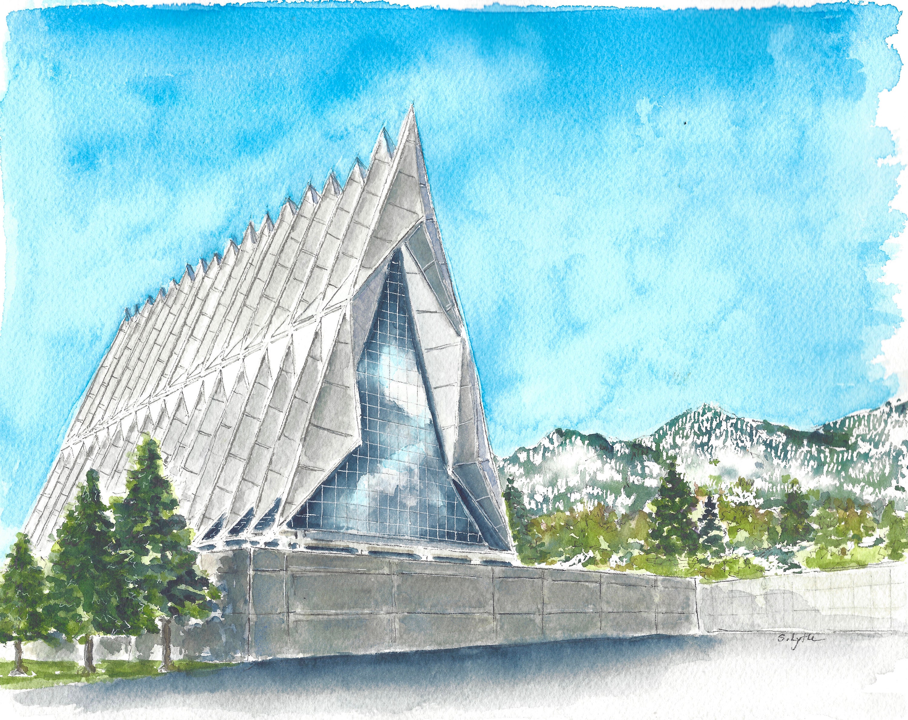 Air Force Academy, Cadet Chapel Watercolor Print Canada