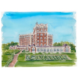 The Historic Cavalier Hotel and Beach Club, Virginia Beach, VA watercolor print
