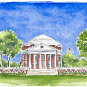 University of Virginia Rotunda #2 watercolor print
