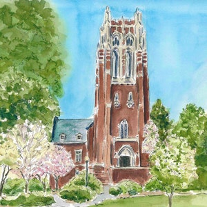 University of Richmond, Boatwright Memorial Library Watercolor Print