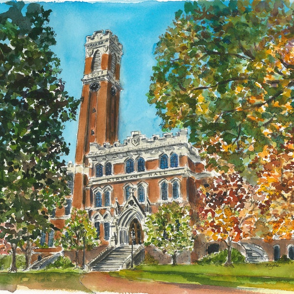 Vanderbilt University, Kirkland Hall watercolor print
