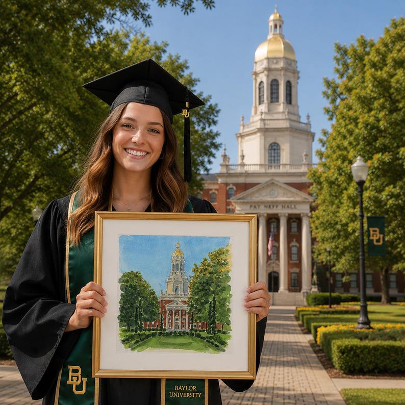 Baylor University, Pat Neff Hall Watercolor Print - Etsy