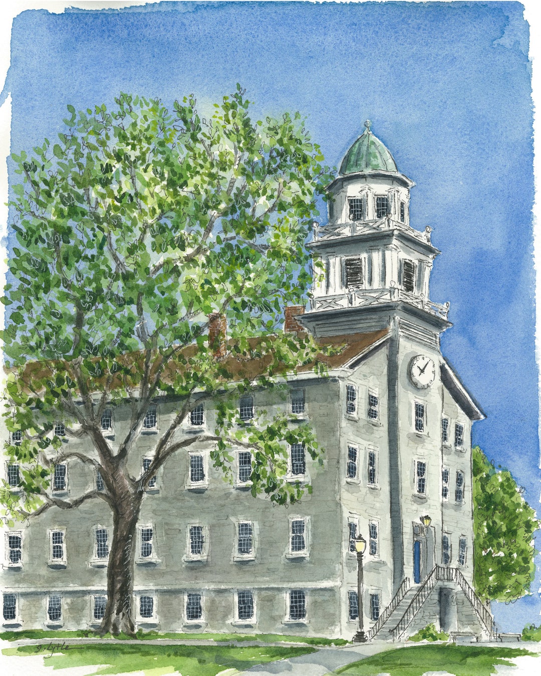 Middlebury College, the Old Chapel Watercolor Print Etsy