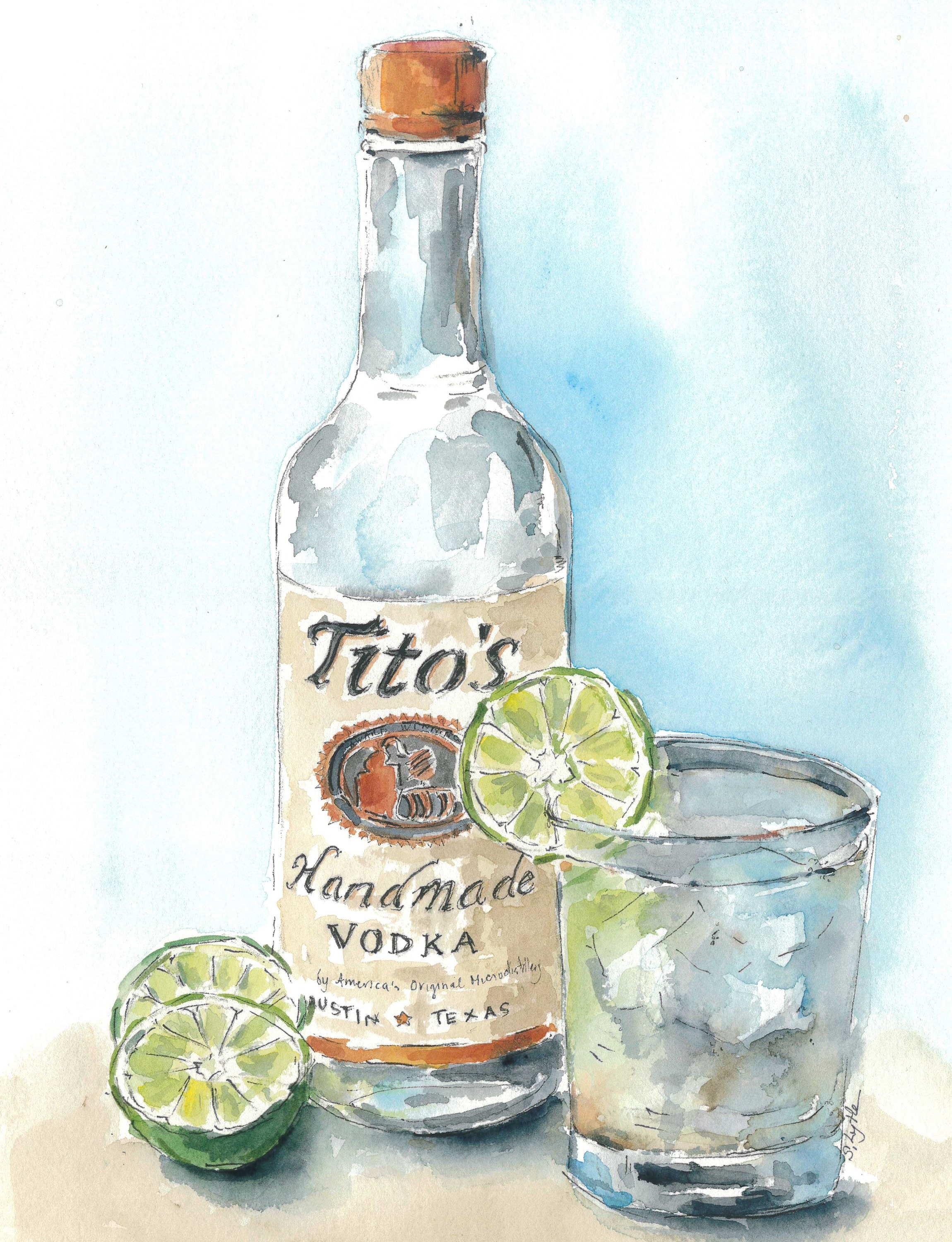 Tito's and Lime Watercolor Print Australia