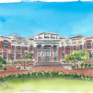 University of North Carolina Charlotte UNCC Student Union watercolor print