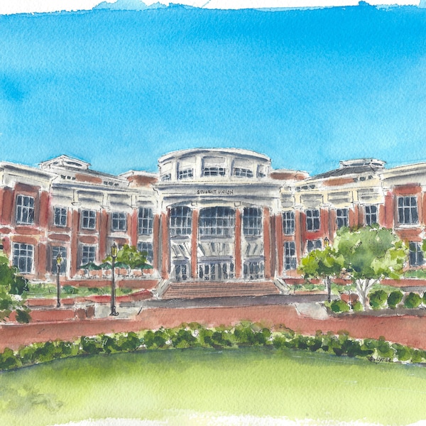 University of North Carolina Charlotte UNCC Student Union watercolor print