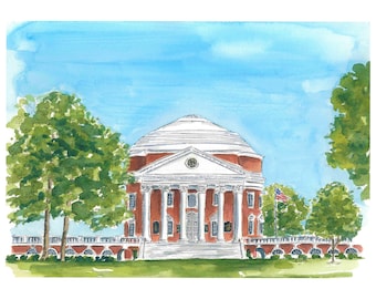 University of Virginia Rotunda watercolor print