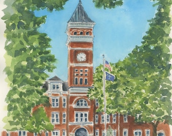 Clemson University, Tillman Hall Watercolor print