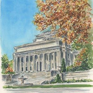 Columbia University watercolor print