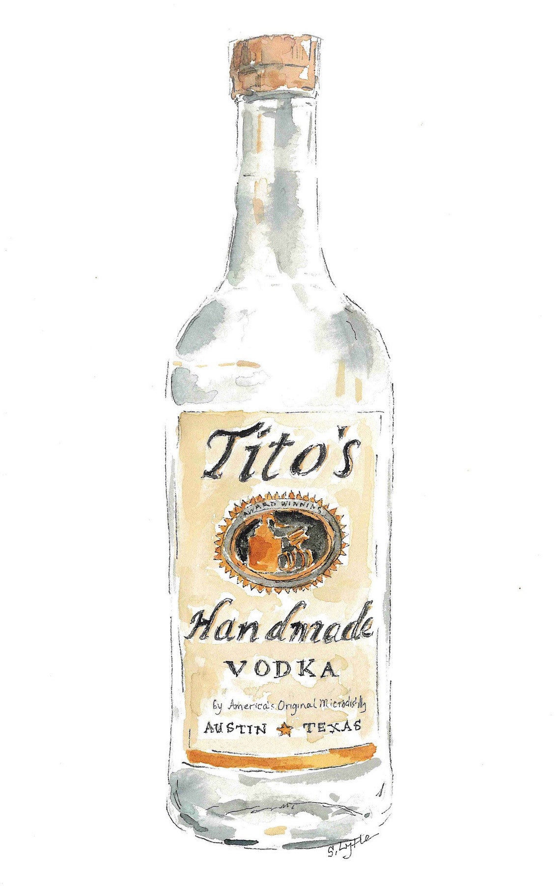 Titos Vodka Watercolor Print Etsy UK