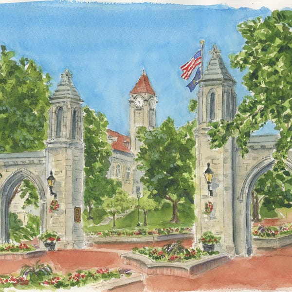 Indiana University, Sample Gates, watercolor print