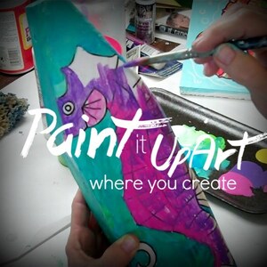 Sea Horse - Art Project - DIY - mxed media project - video - arts and crafts lesson - mixed media - mod podge - paint party