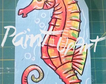 Seahorse pattern - Printable PDF pattern - Instant download - art template - instructions - decoupage -  DIY - painting project