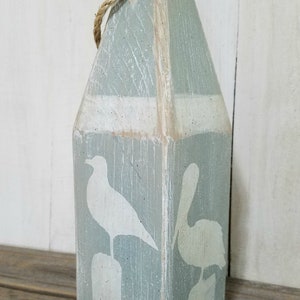 Beach Bird buoy - wooden buoy - painted buoy - lobster buoy - nautical decor -  beach decor - nautical decor - sea glass green