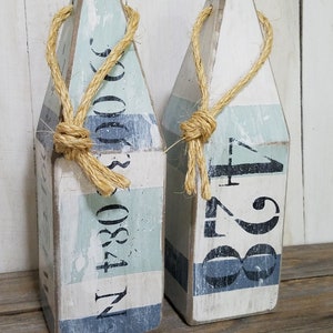 Custom House Number Buoy: Nautical Beach House Decor, dark blue, light green
